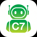 C7娱乐官方Android安卓客户端APP图标 - 绿色机器人标志与C7品牌标识结合
